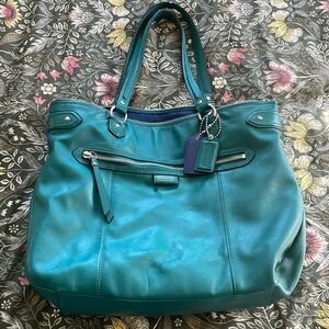 Large teal Coach bag